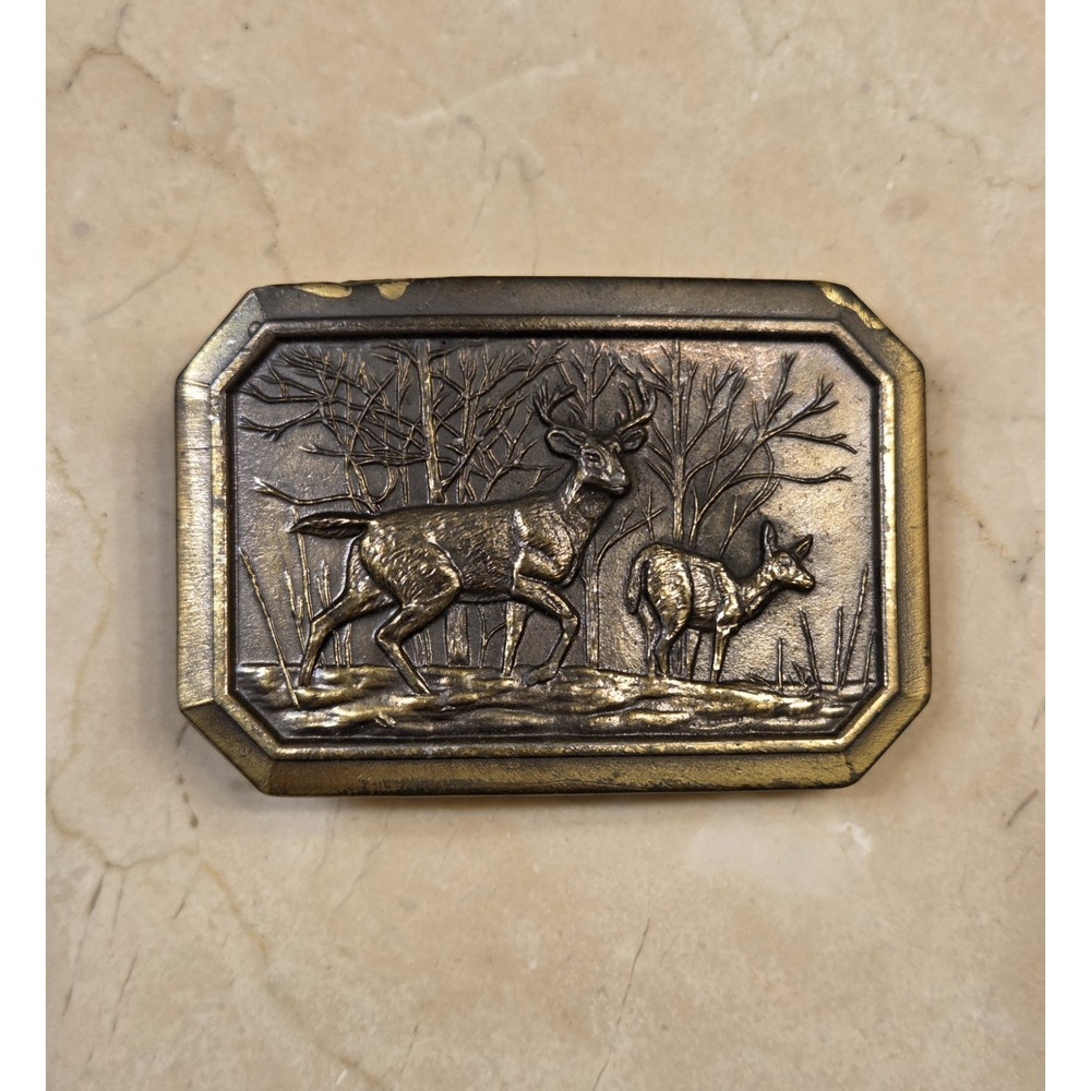 Vintage 1976 Whitetail Deer Belt Buckle The Great American Buckle Co.